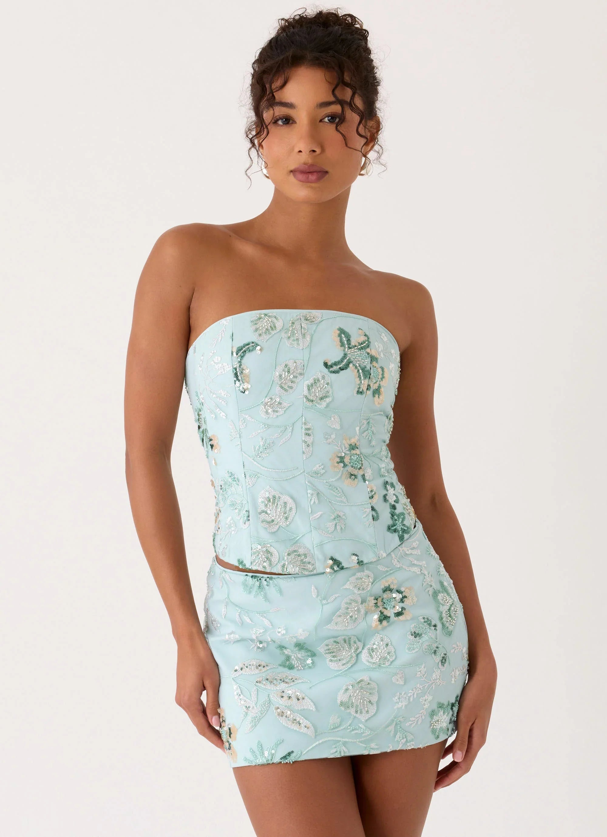 Solaire Strapless Corset Top Pistachio
