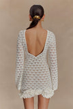 Aileen Ruffle Crochet Mini Dress Ivory