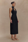 Simona Halter Neck Midi Dress Black