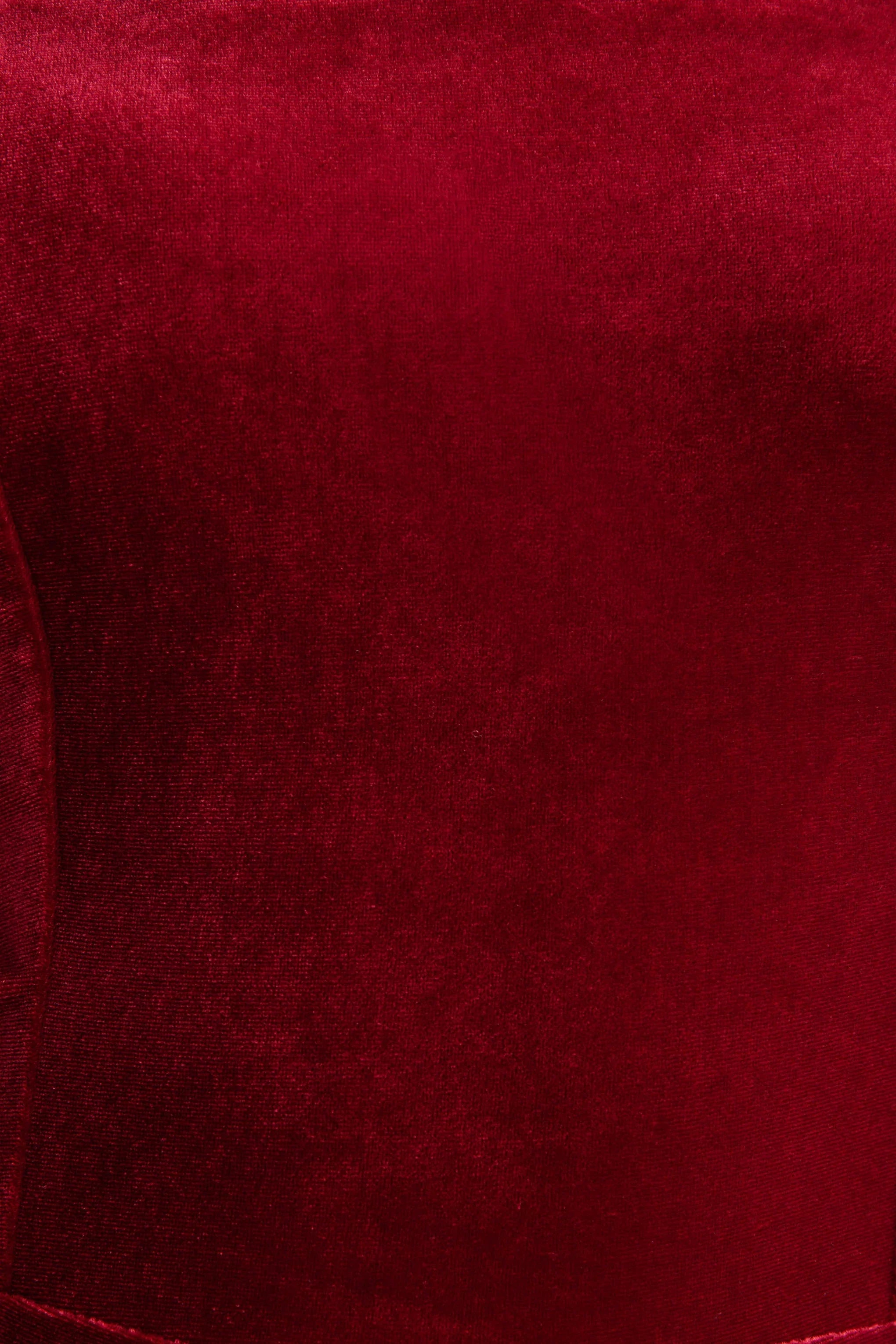 Arcane Burgundy Velvet Bandeau Jumpsuit With Scarf