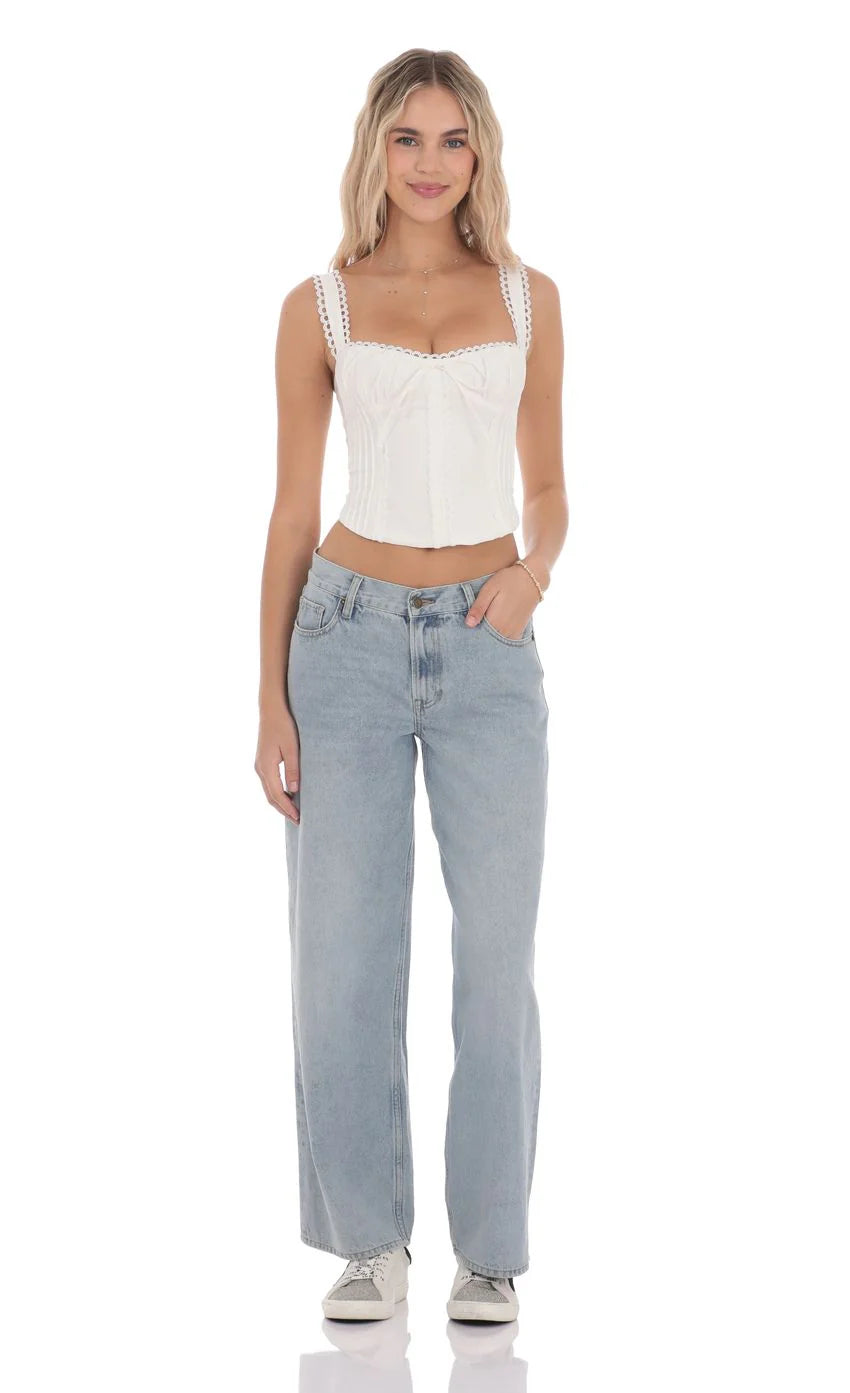 Mid Rise Baggy Jeans in Light Blue