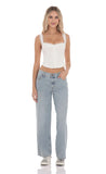 Mid Rise Baggy Jeans in Light Blue