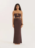 Brown Knitted Bead Detail Bandeau Top