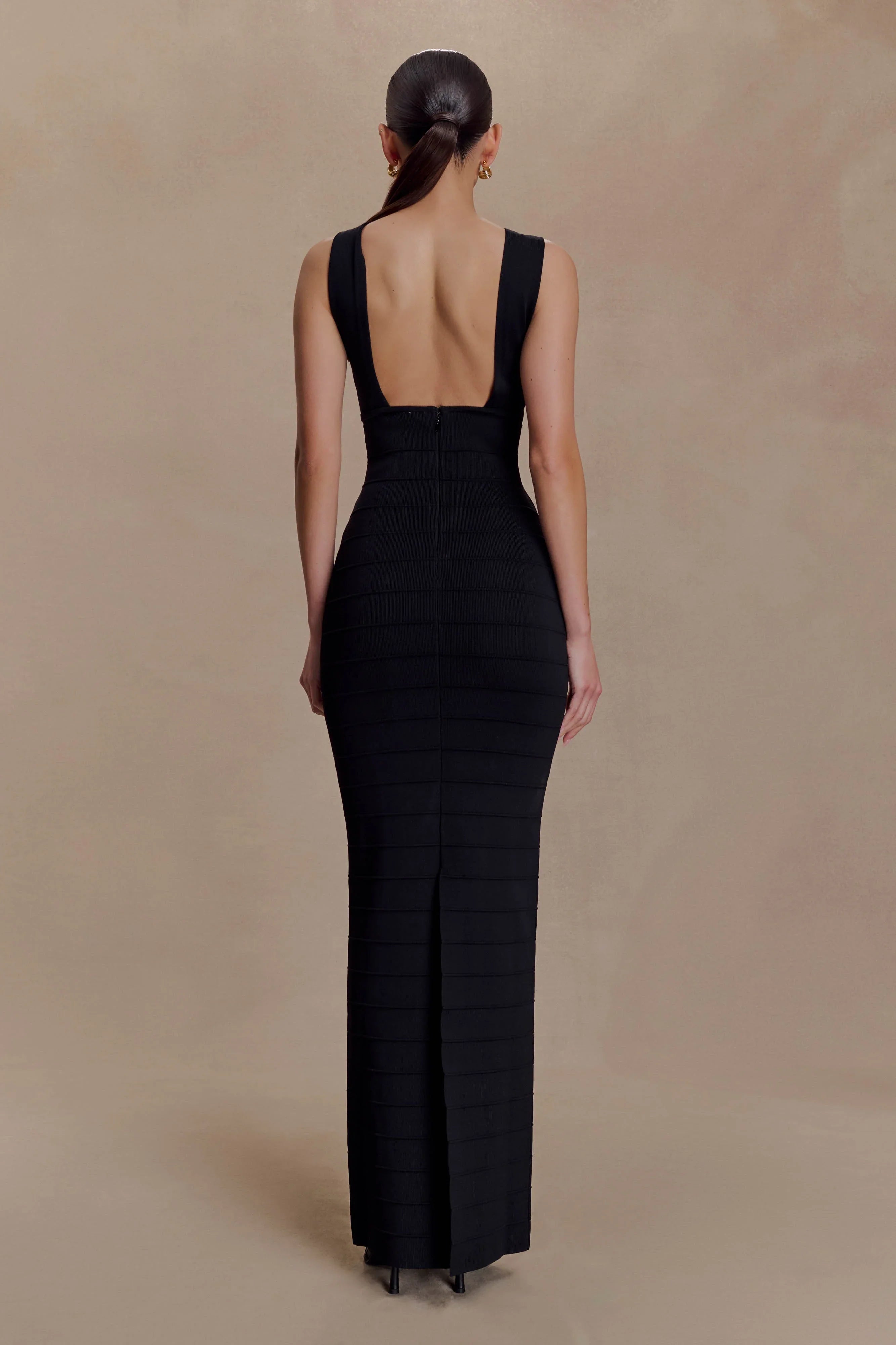 Jaylen Bandage Knit Maxi Dress Black