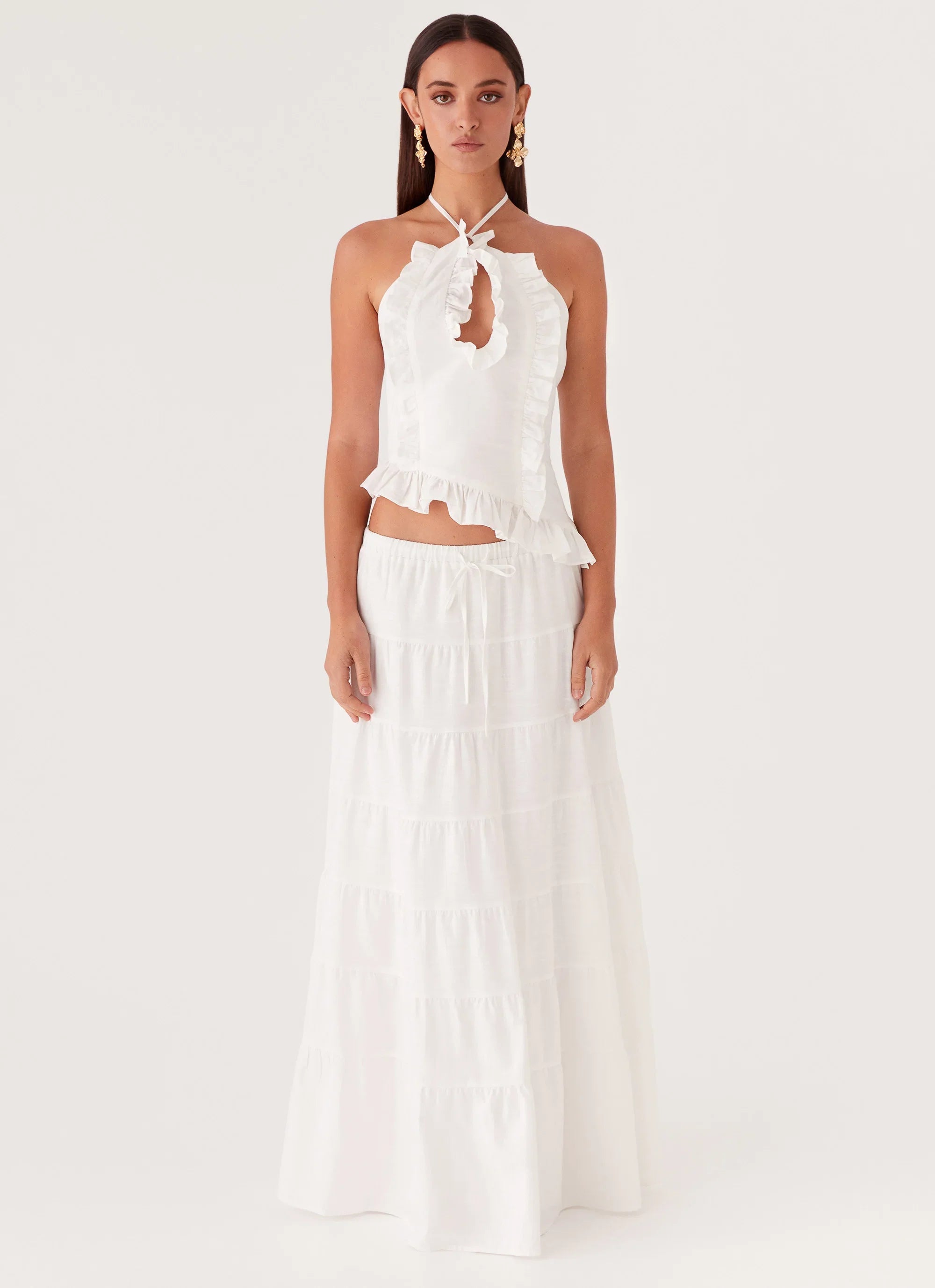 Mariella Linen Maxi Skirt White
