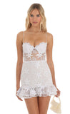 Floral Sequin Dress in White