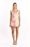 Joyce Yellow Lily Print Chiffon Mini Dress