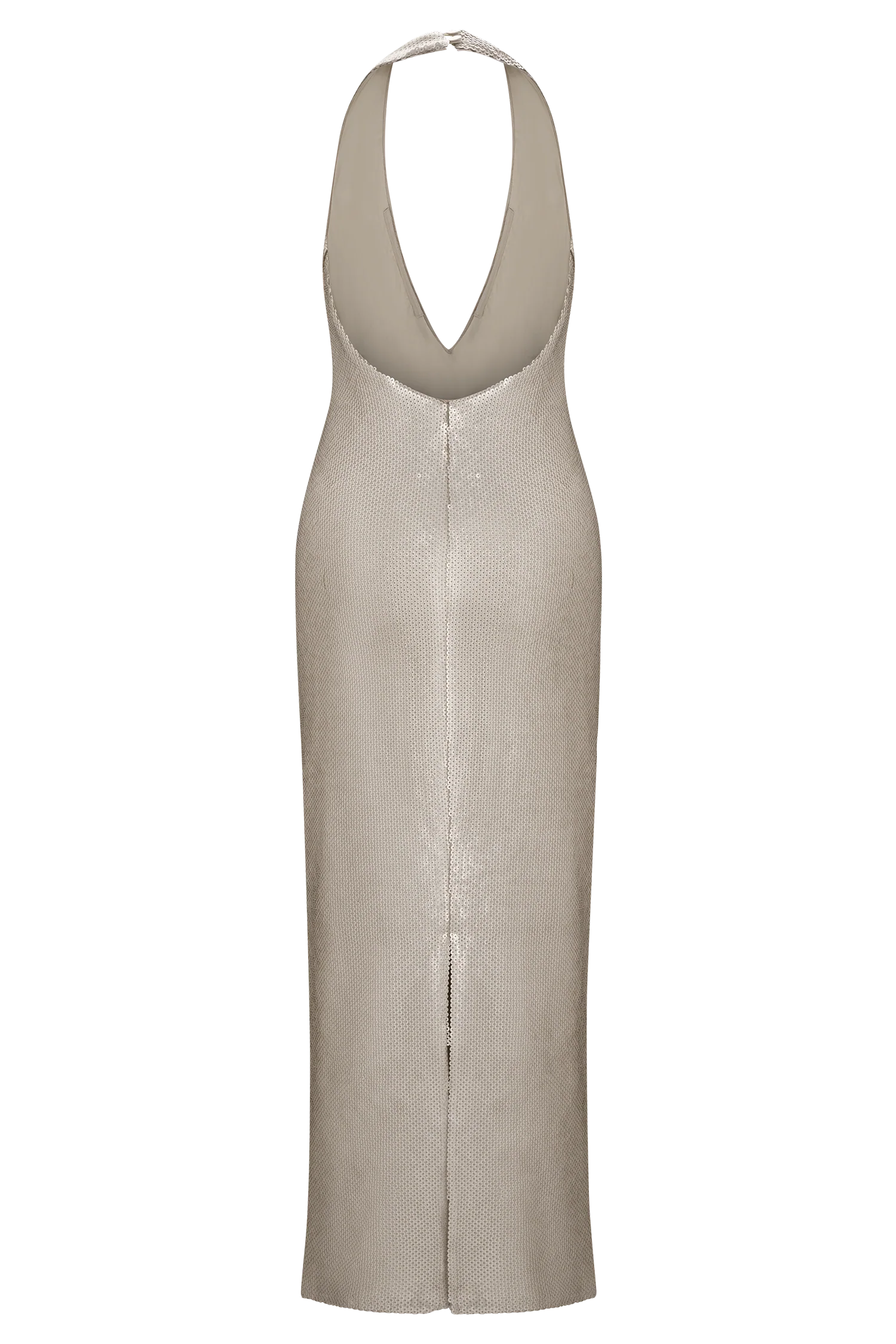 Carnation Sequin Halter Midi Dress Gold