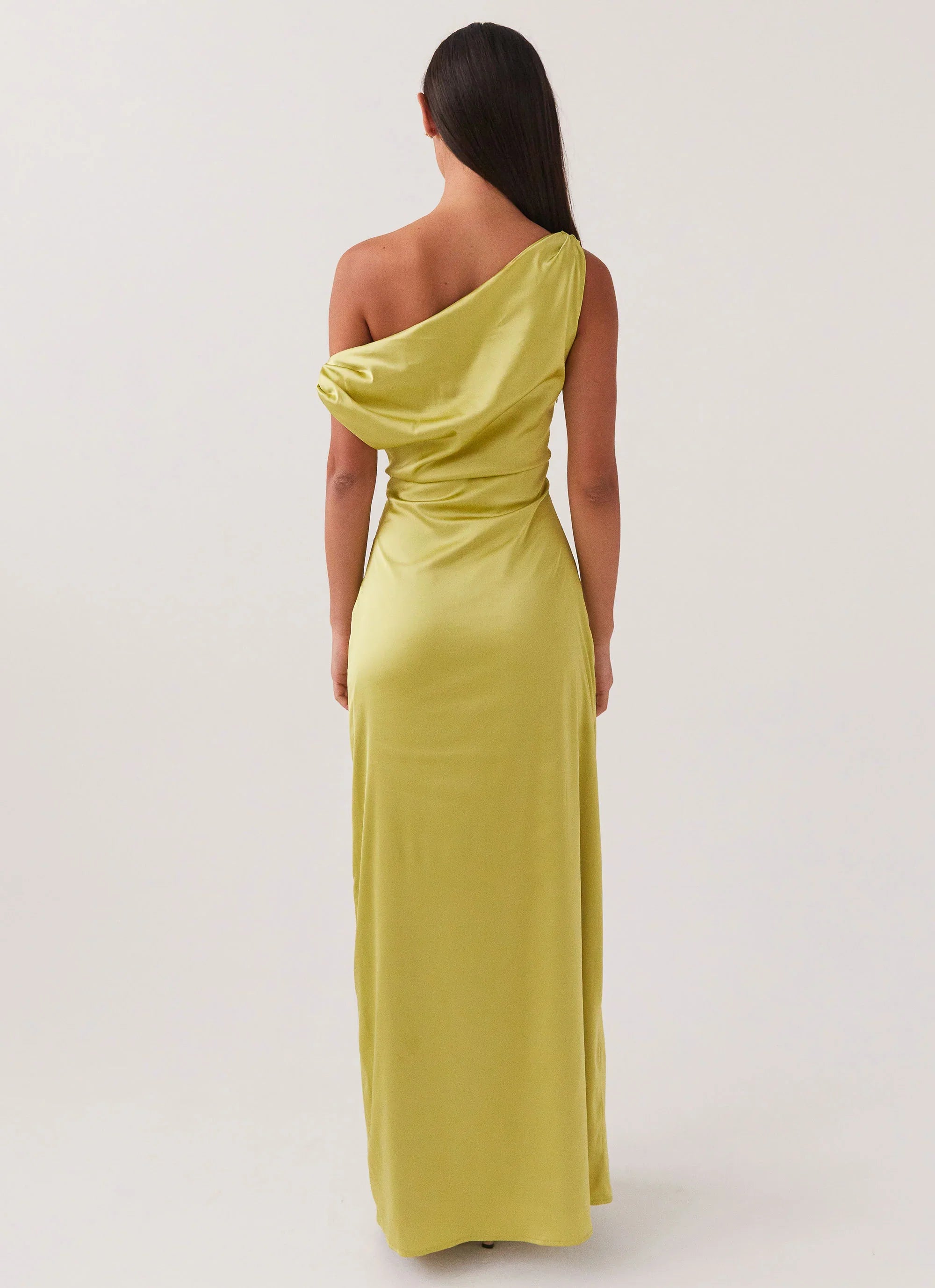 Heart Of Glass Satin Maxi Dress Chartreuse