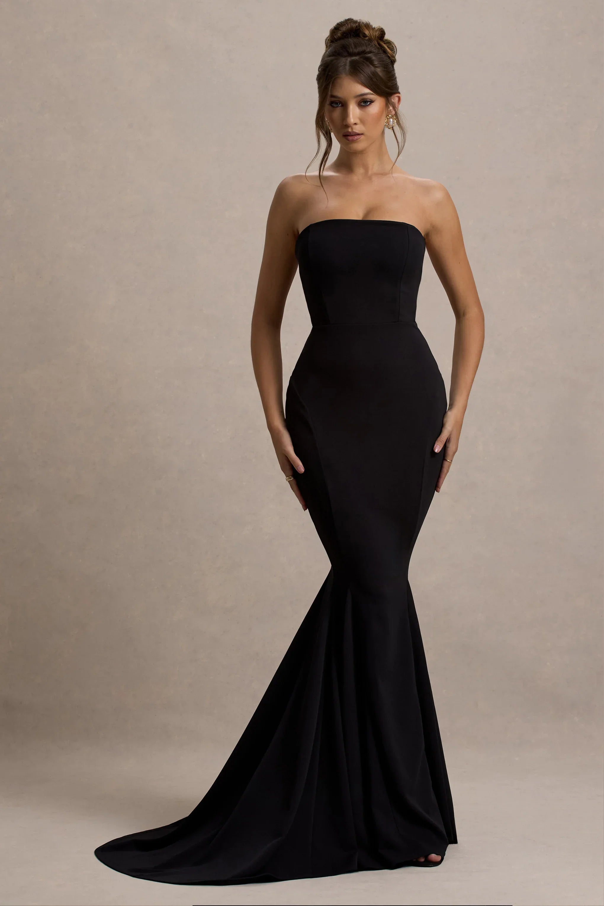 Impress Me Black Strapless Bandeau Fishtail Maxi Dress