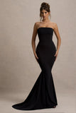 Impress Me Black Strapless Bandeau Fishtail Maxi Dress