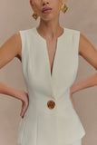 Angelie Suiting Vest Top Ivory