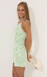 Floral Satin Wrap Dress in Green