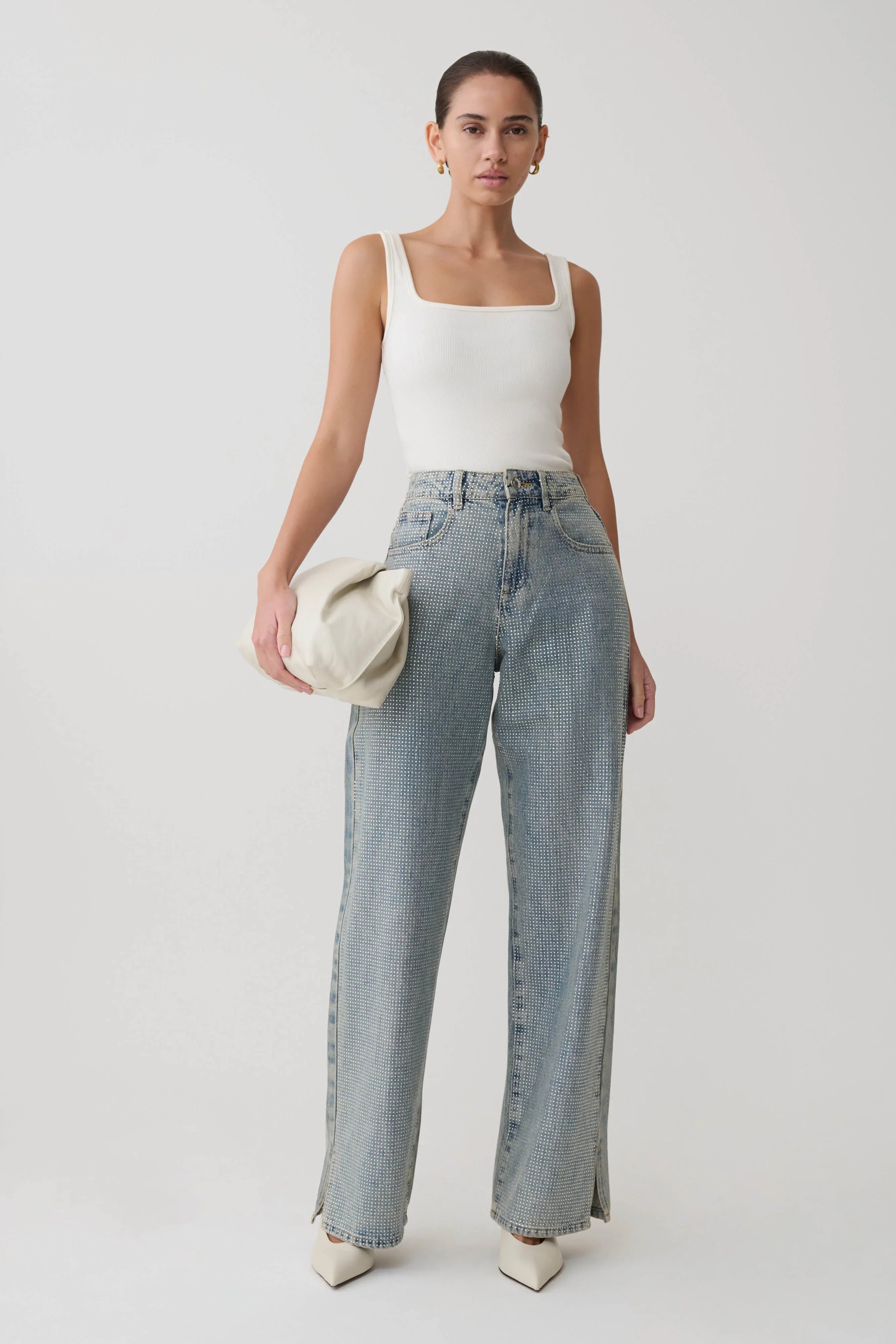 Tyla Diamante Denim Jeans Blue Green