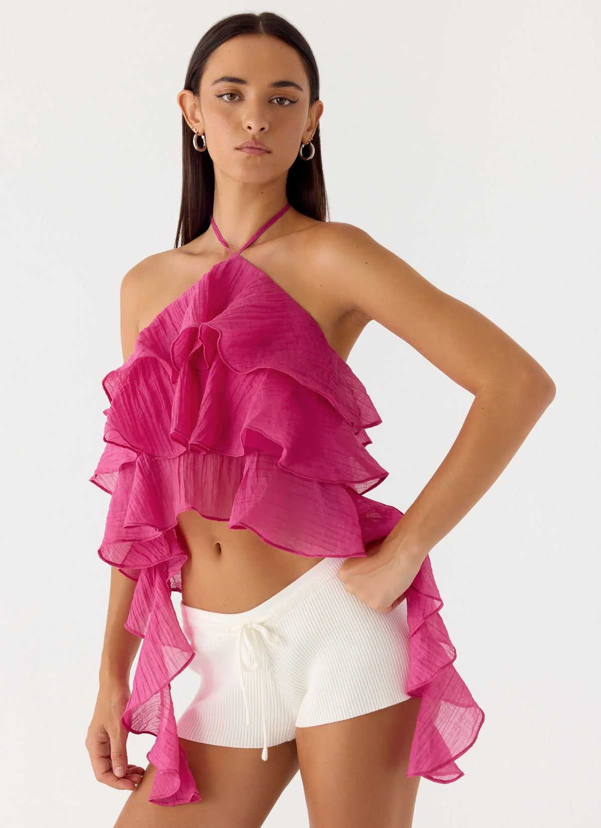 Inna Frill Halter Top Fuchsia