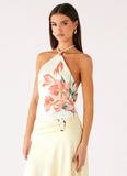 Loreta Beaded Tie Back Top Siena Floral