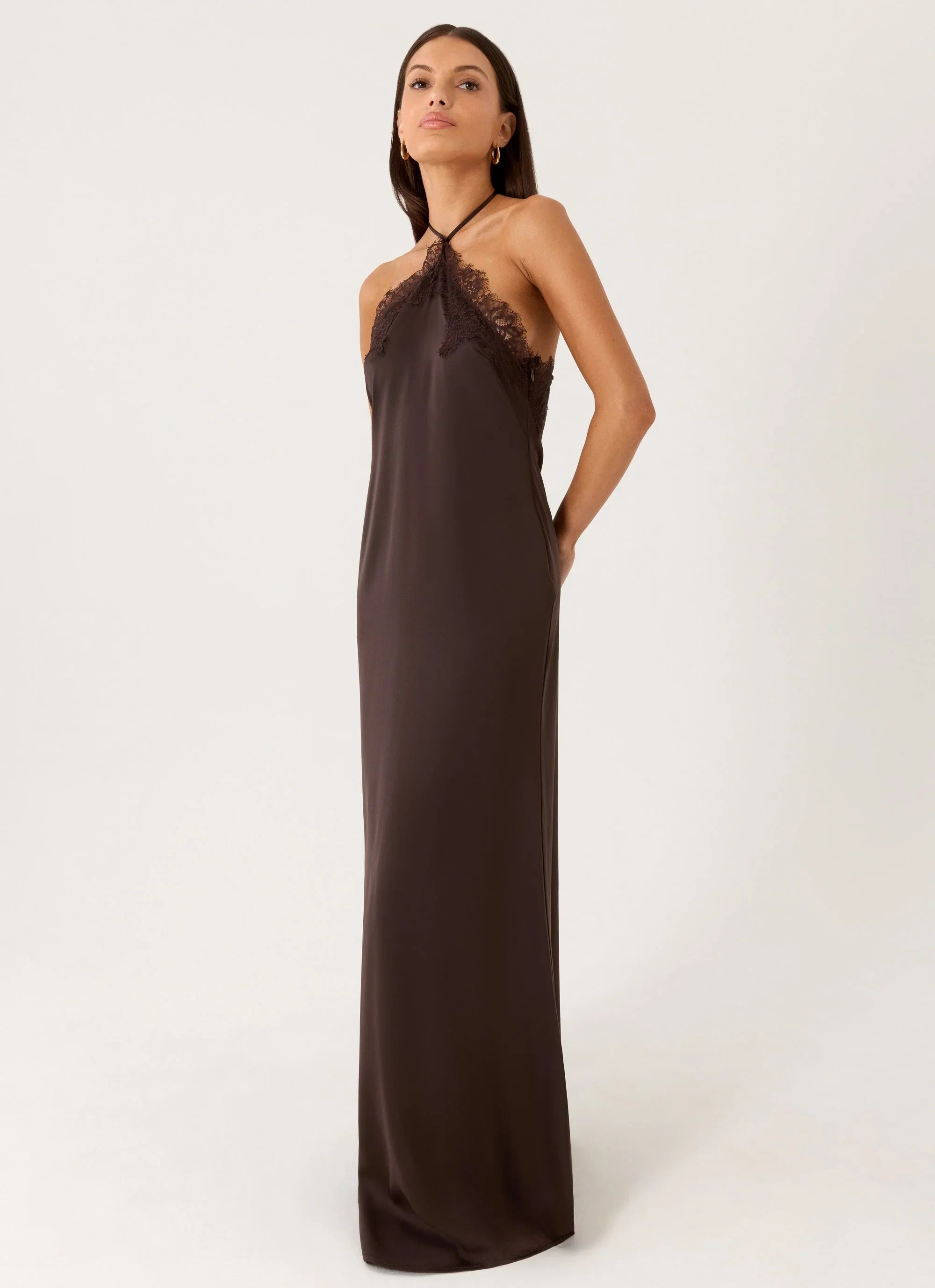 Samaria Halter Maxi Dress Chocolate