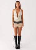 Zira Backless Top Light Beige