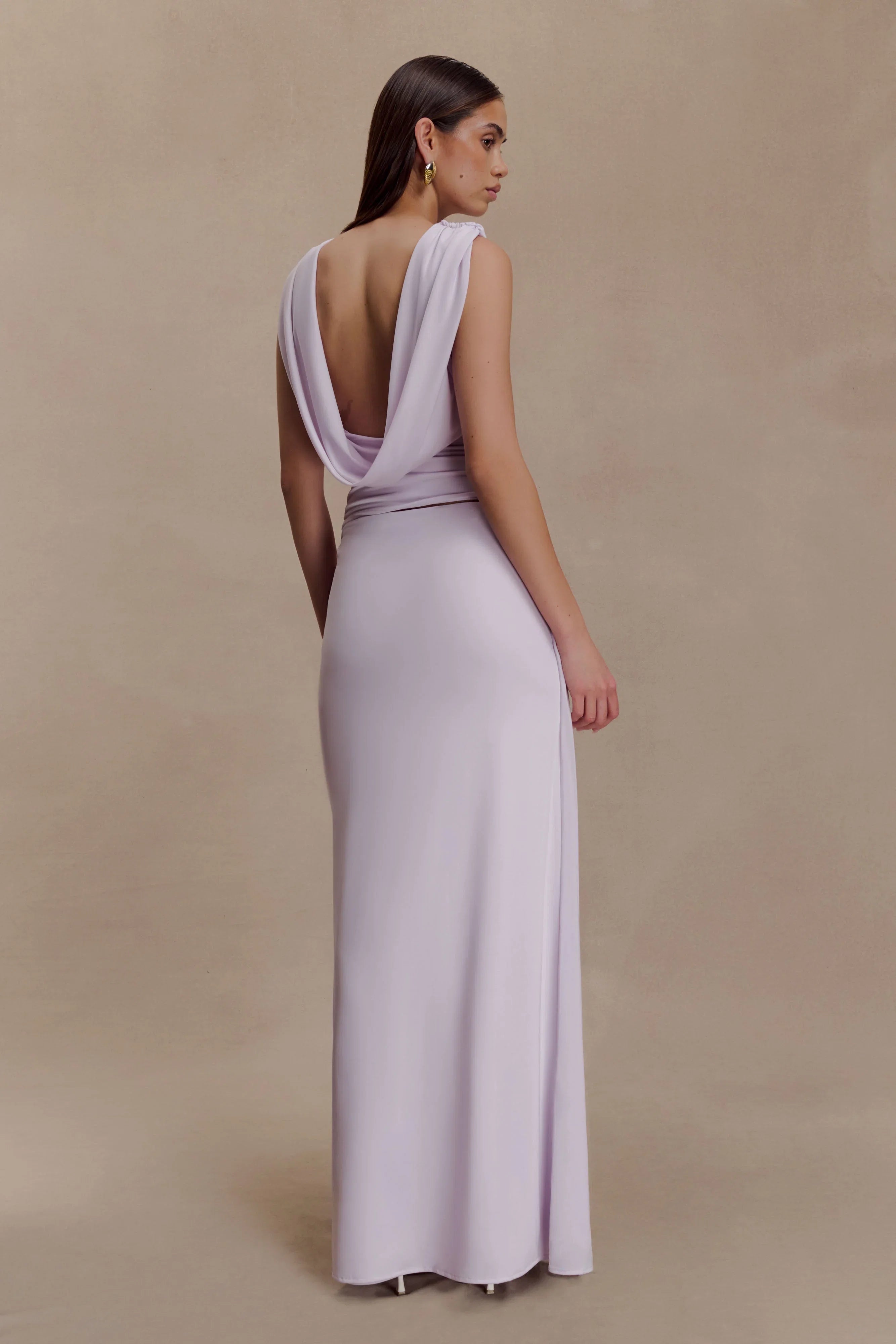 Bridget Slinky Maxi Skirt With Hardware Dusty Lilac