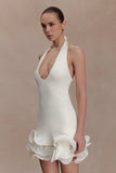 Willowmena Halter Neckline Mini Dress With Tubed Hem White