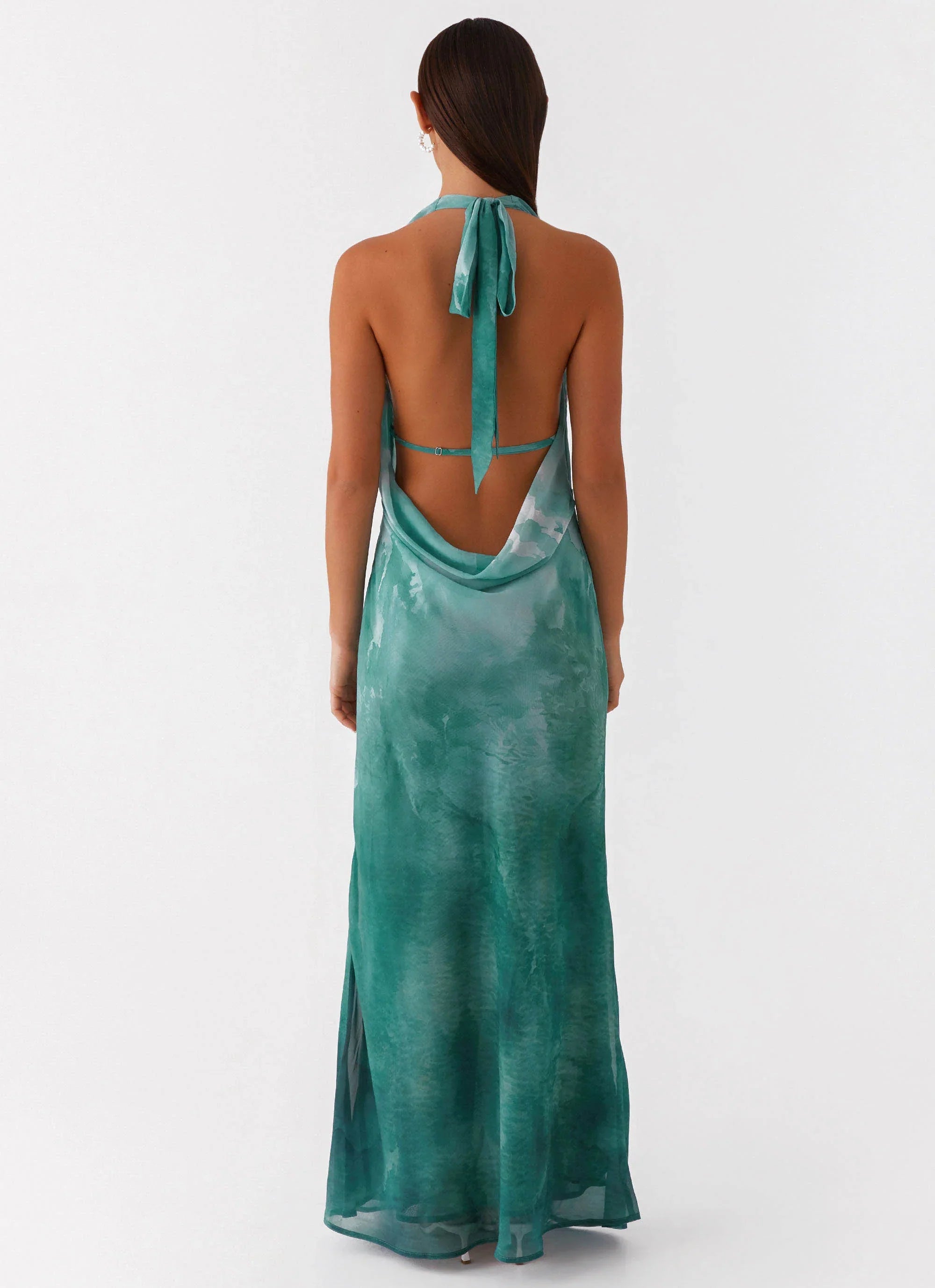 Nerissa Cowl Neck Maxi Dress Green Tie Dye