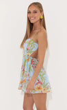 Floral Chiffon A line Dress in Blue