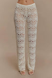 Trena Crochet Knit Pants Ivory