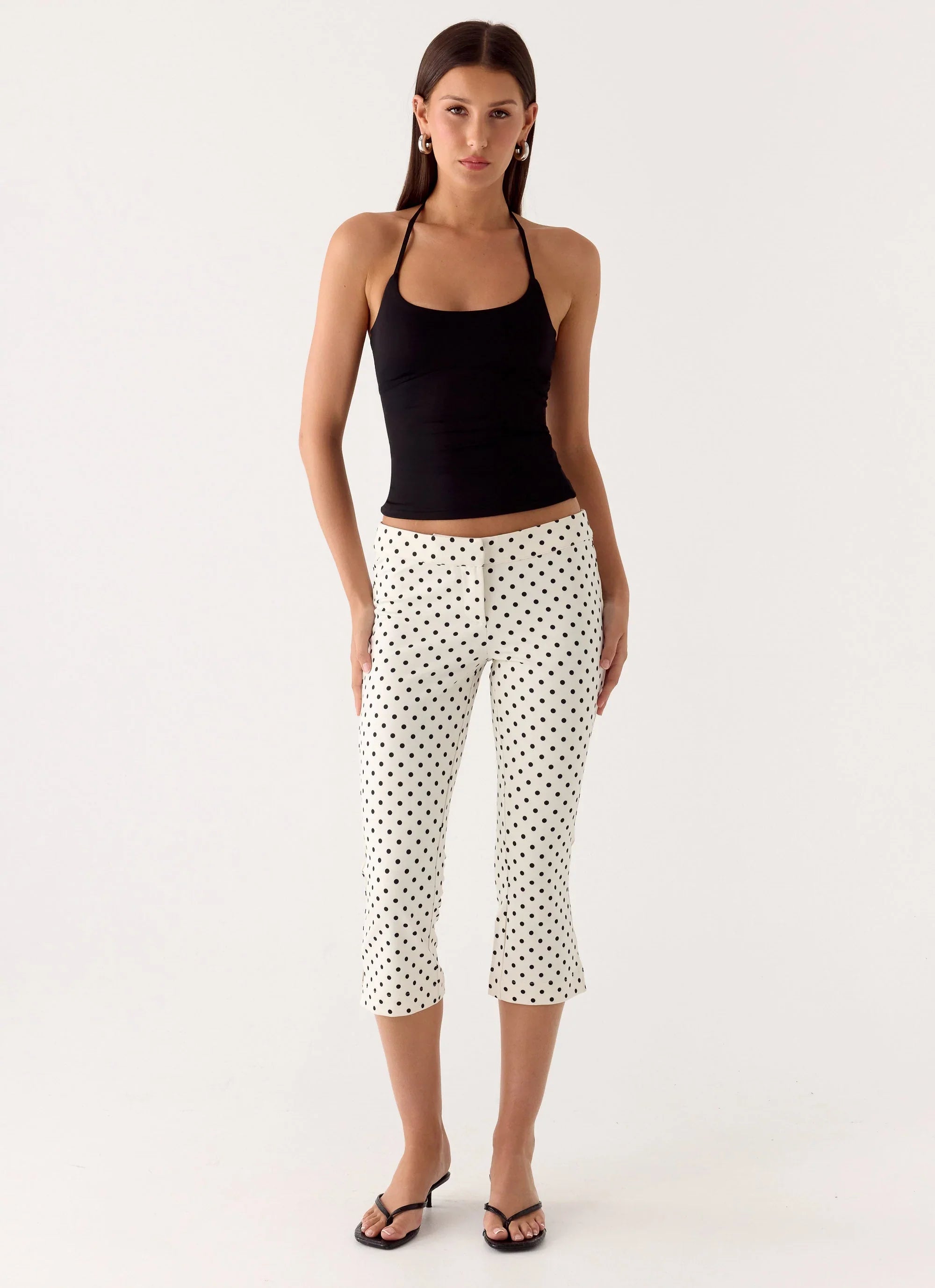 Rue Capri Pants White Polkadot