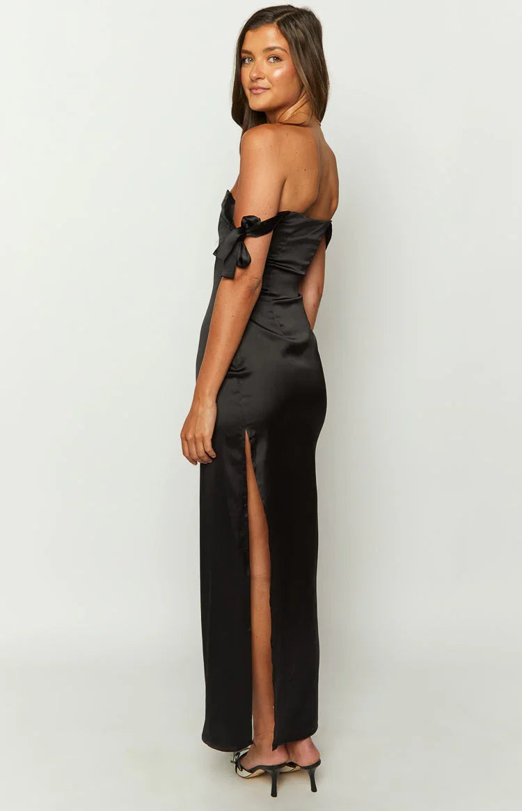 Sheridan Black Satin Maxi Dress