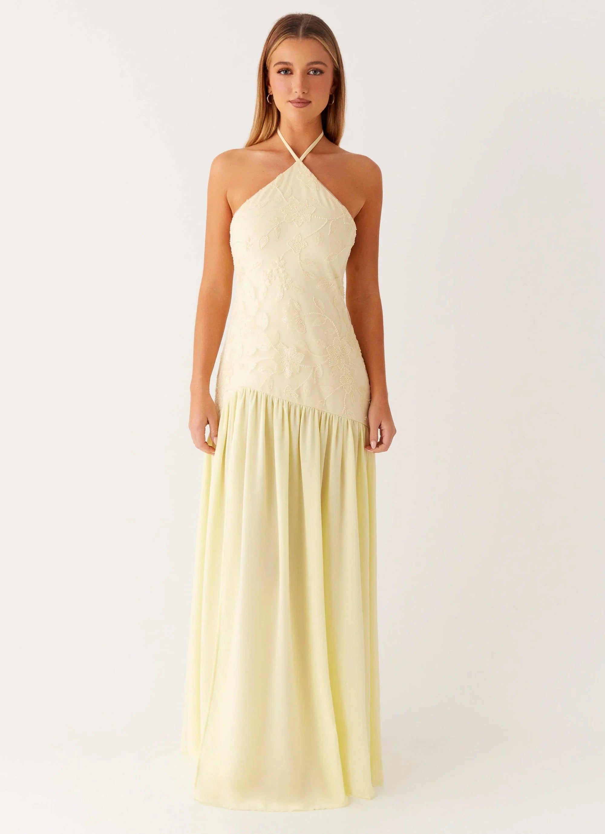 Janelle Beaded Maxi Dress Yellow