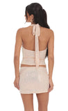 Sequin Mini Skirt in Rose Gold