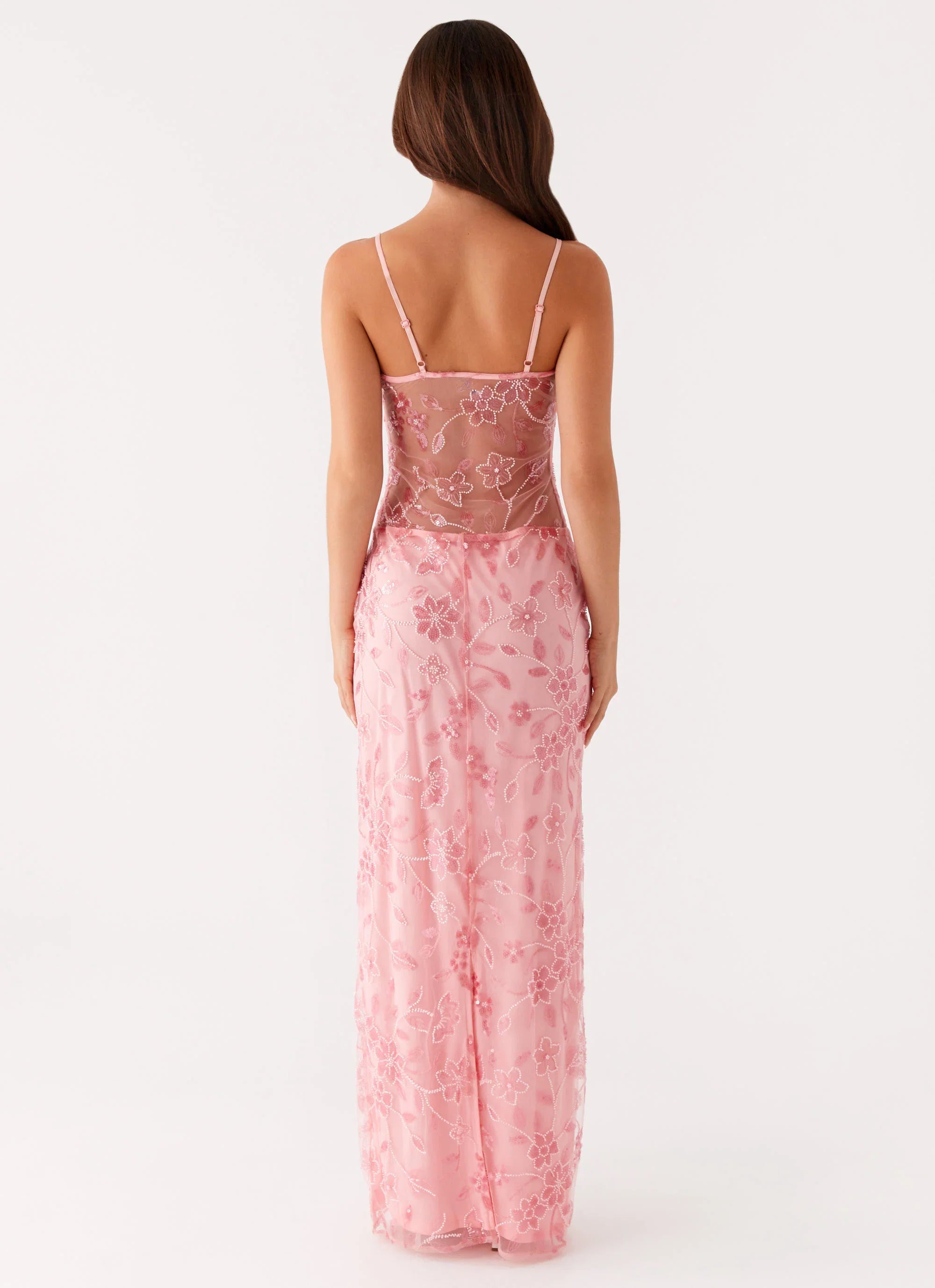 Akira Beaded Maxi Dress Pink Orange