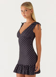 Acacia Mini Dress Black Polkadot