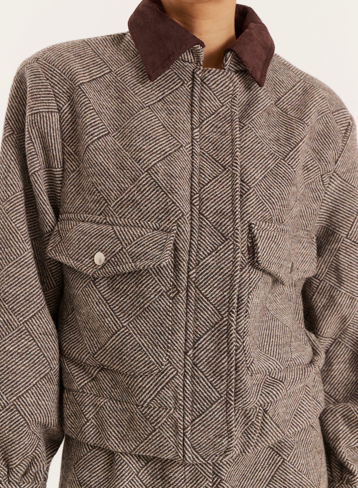 Brown Cropped Collared Trucker Jacket