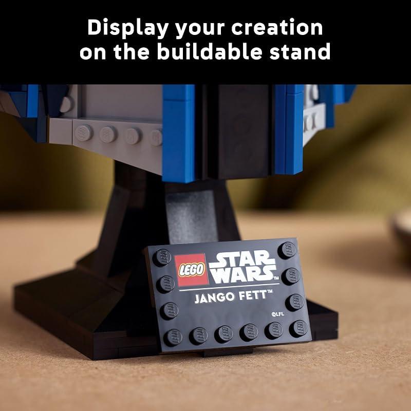 LEGO Star Wars Jango Fett Helmet DIY Model Kit for Adults 18 Collectible Building Set Room Decor Idea for Attack of The Clones Fans Gift for Birthdays 75408