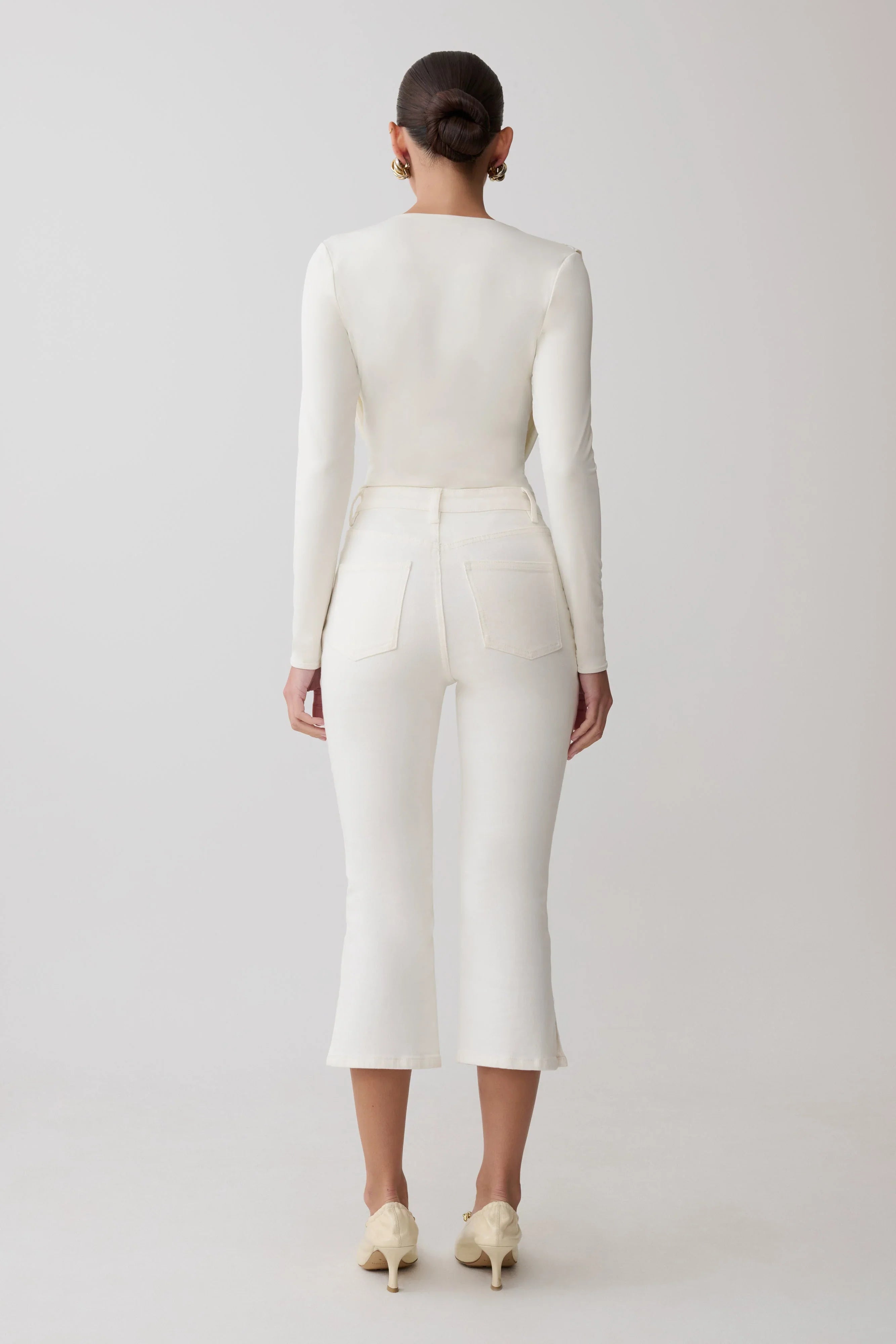 Mary Denim Capris White