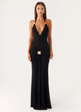 Miyah Halter Hardware Maxi Dress Black