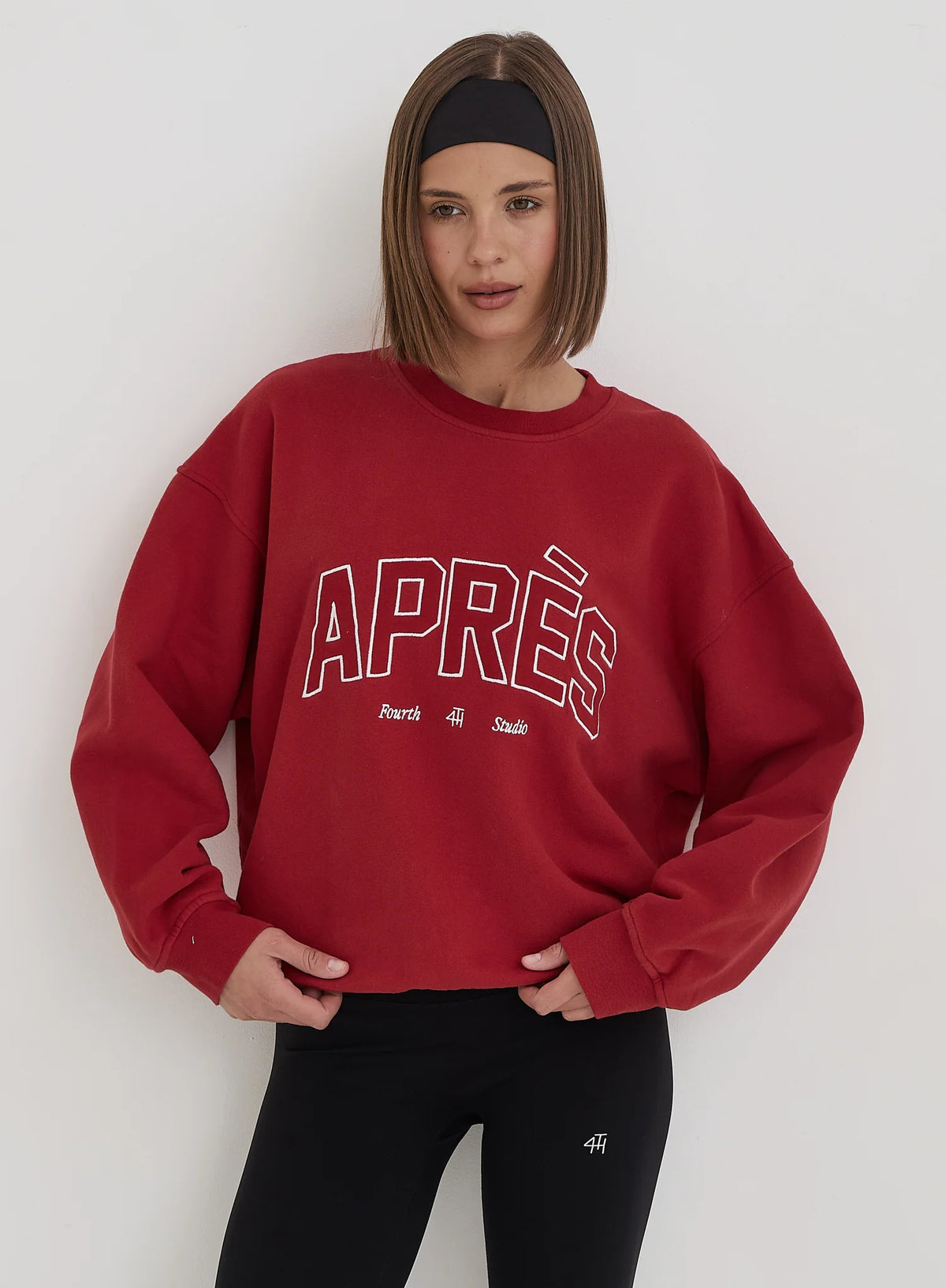 Red Embroidered Apres Slogan Oversized Sweatshirt