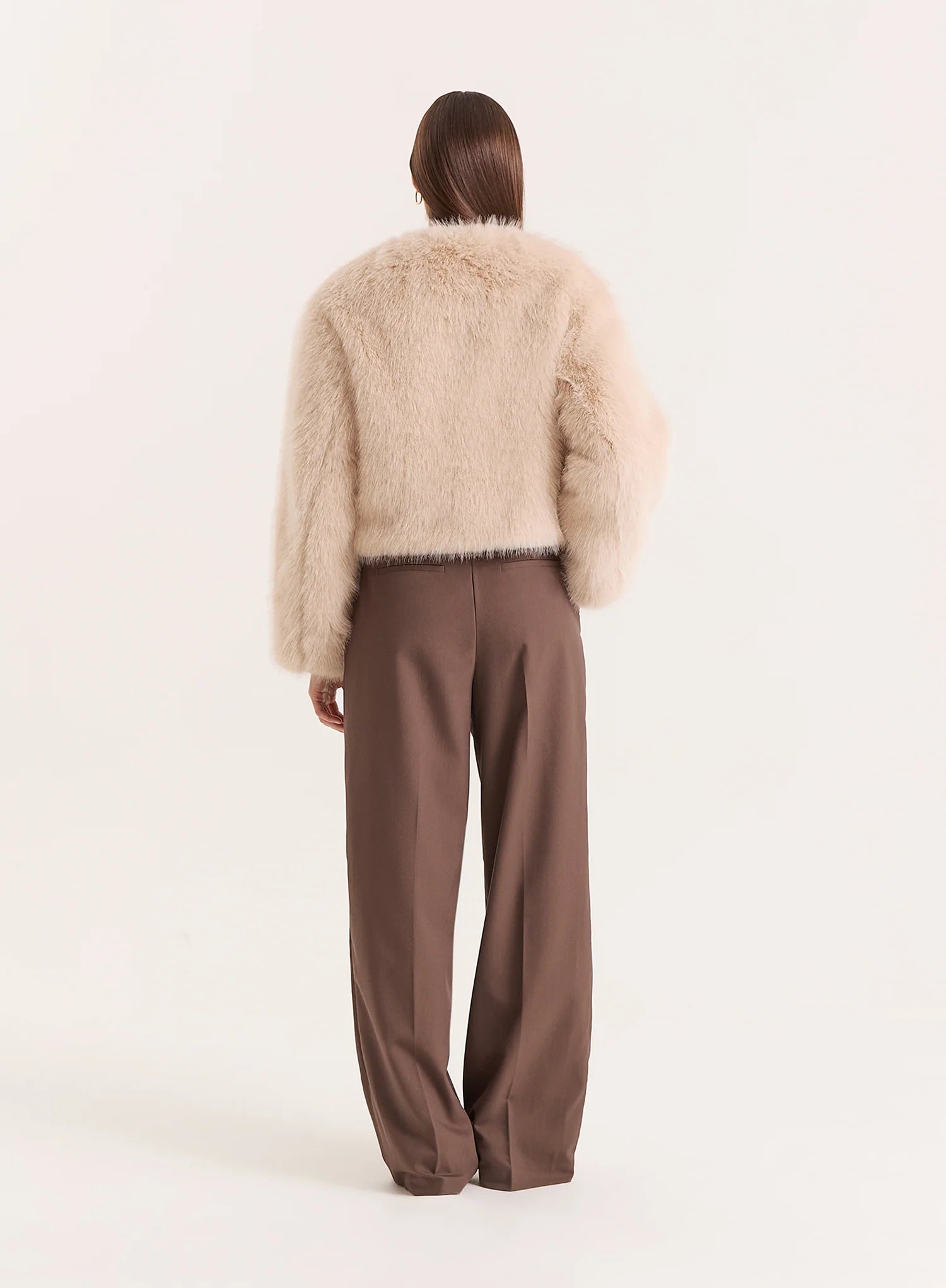 Beige Faux Fur Cropped Jacket
