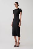 Junie Cross Over Neck Slinky Maxi Dress Black
