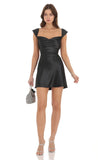 Satin Open Back Dress in Black