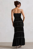 Summer Breeze Black Strappy Gathered Tiered Maxi Dress