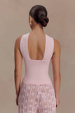 Angelika Twist Front Knit Top Baby Pink