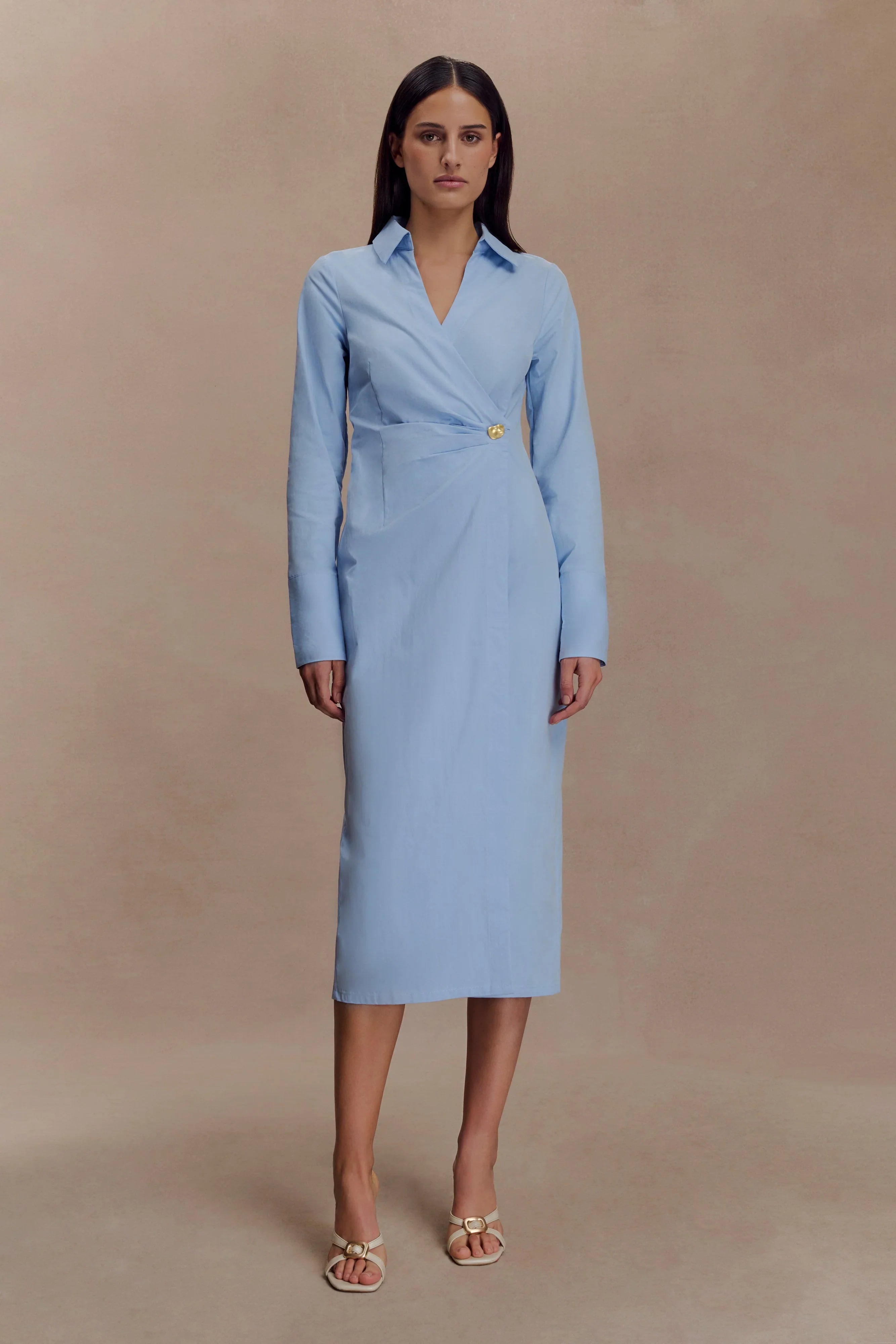 Mikaila Asymmetric Shirt Dress Blue