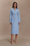 Mikaila Asymmetric Shirt Dress Blue