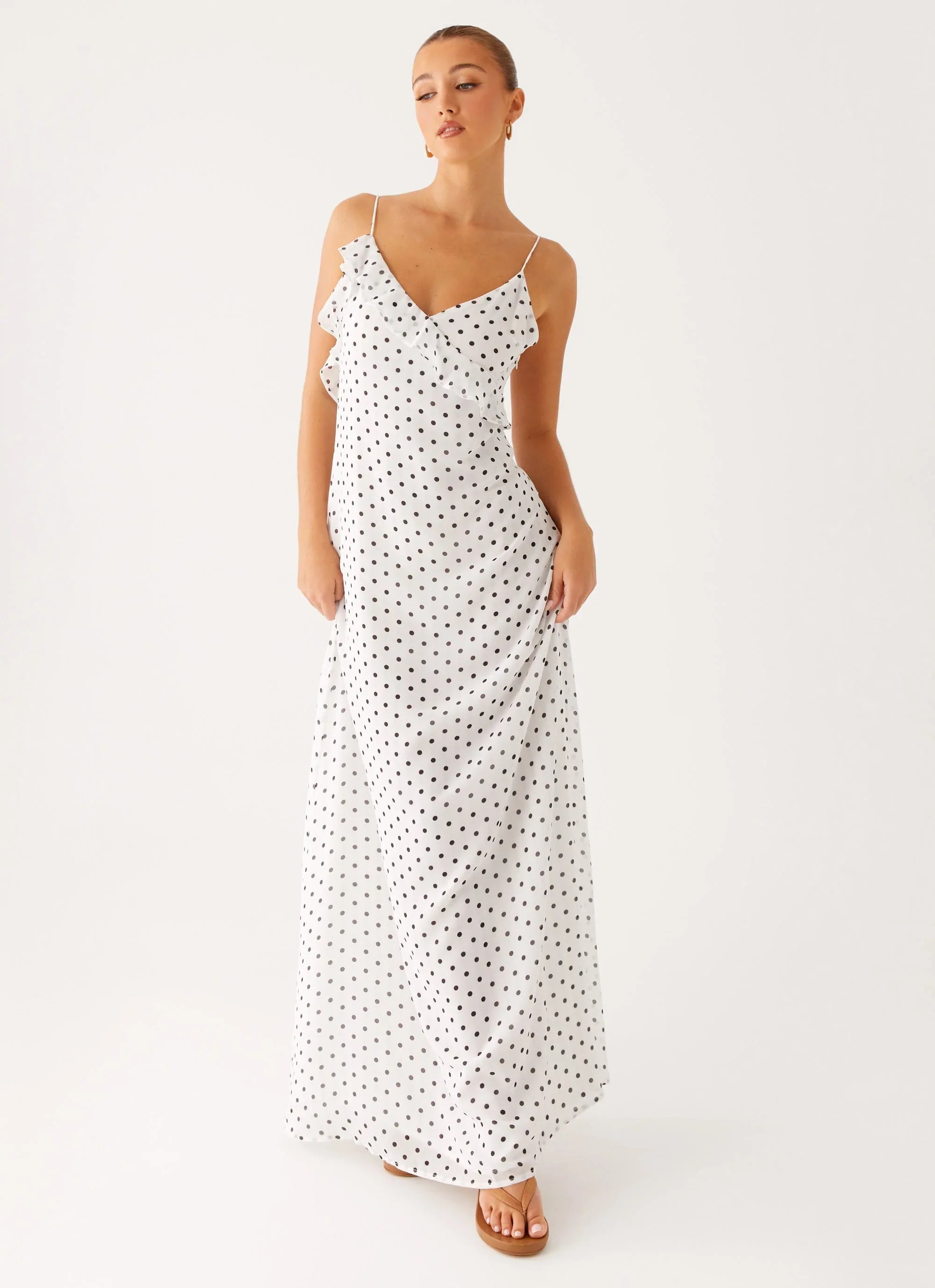 Harri Maxi Dress White Polka Dot