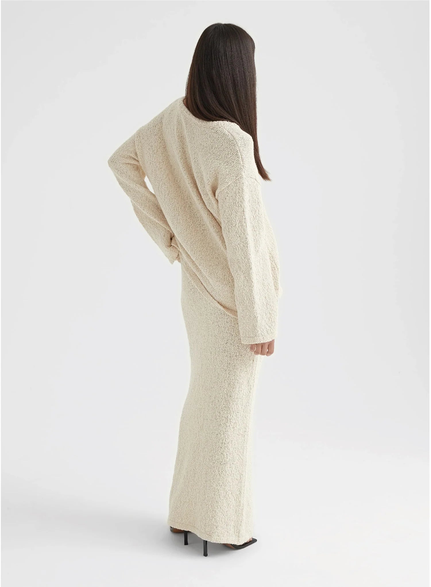 Cream Boucle Knit Skirt