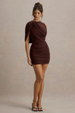 Stephanie Brown Mini Dress With One Sleeve Cape