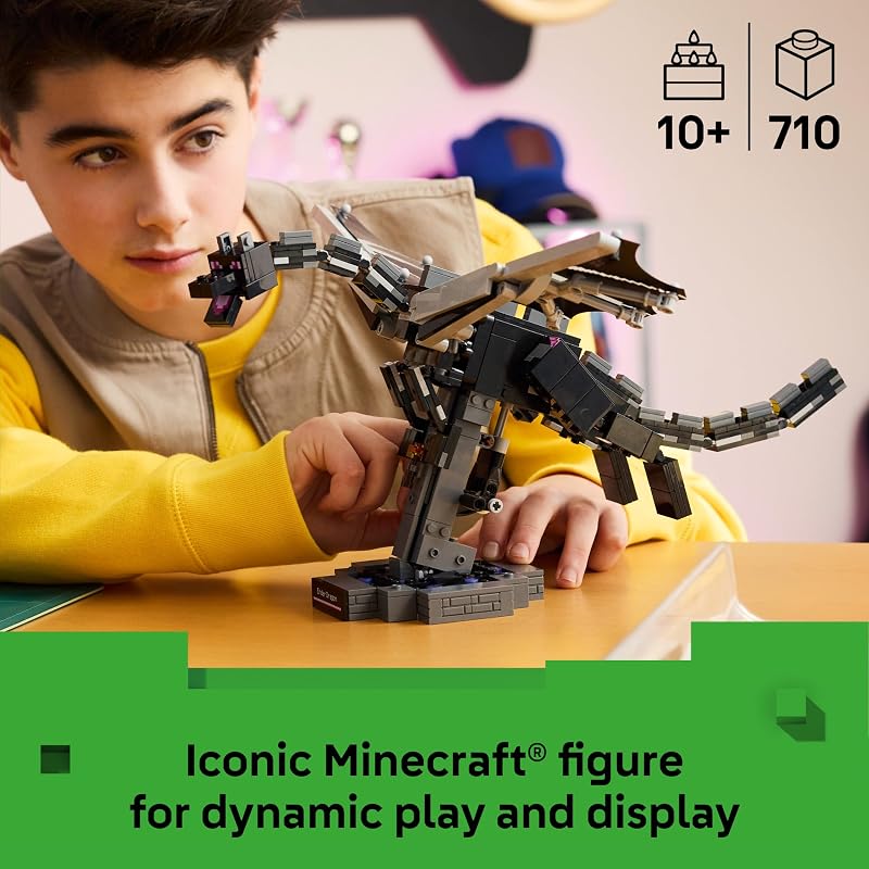 LEGO Minecraft The Ender Dragon 21595 Building Toys for Boys Girls Ages 10 Display Set for Bedroom W Stand 710 pieces Gift for Gamers