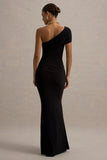 Alethea Black Asymmetric Bardot Maxi Dress